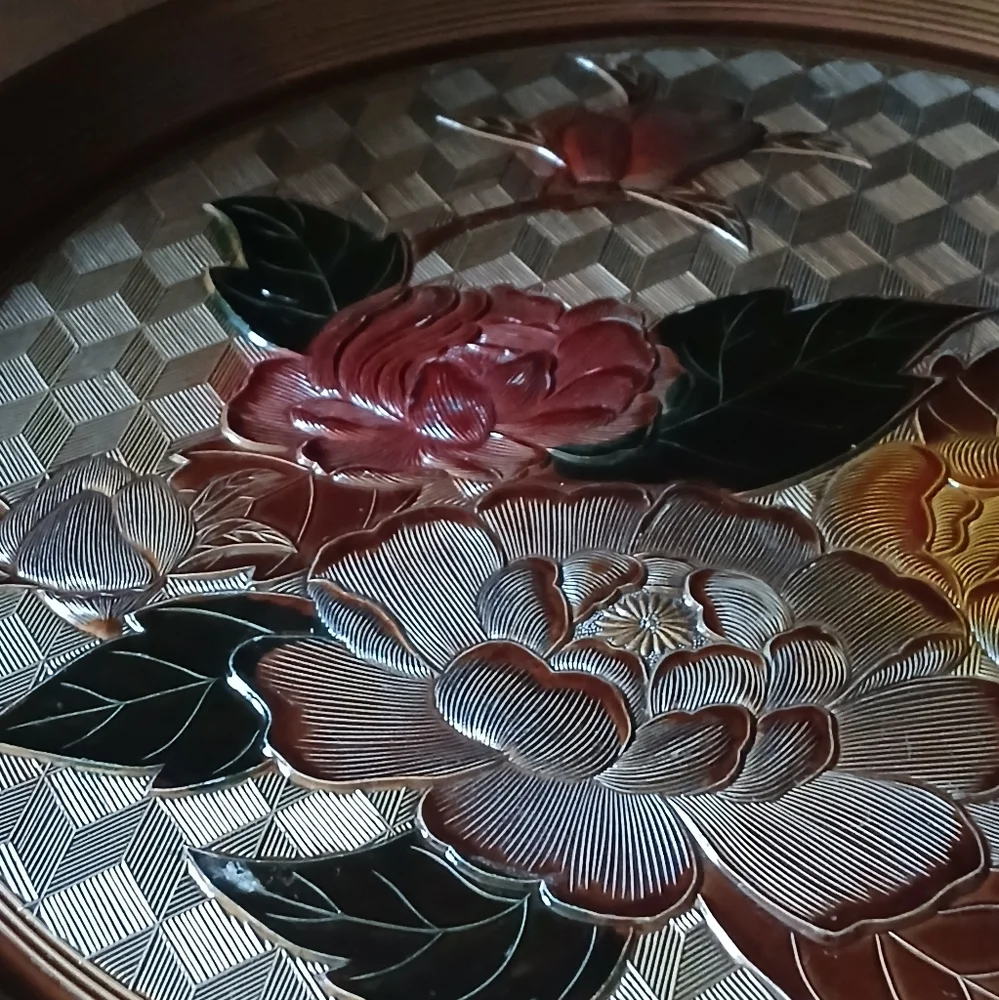 Vintage Japanese Lacquerware Floral Serving Tray